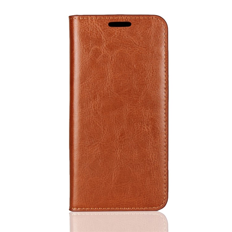 For Google Pixel 3 Crazy Horse Genuine Leather Wallet Case Cover with Stand - Brown-2
