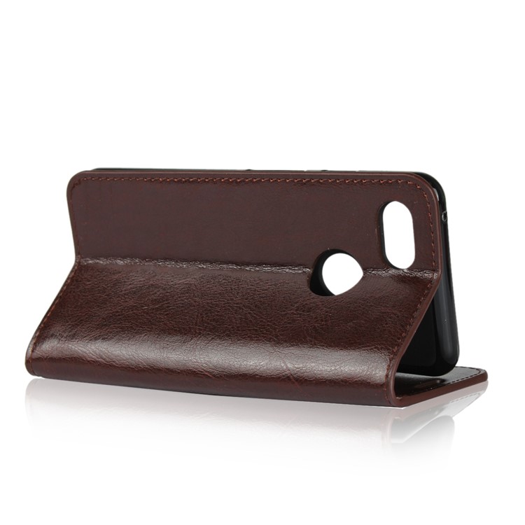 For Google Pixel 3 Crazy Horse Genuine Leather Wallet Mobile Casing with Stand - Coffee-5