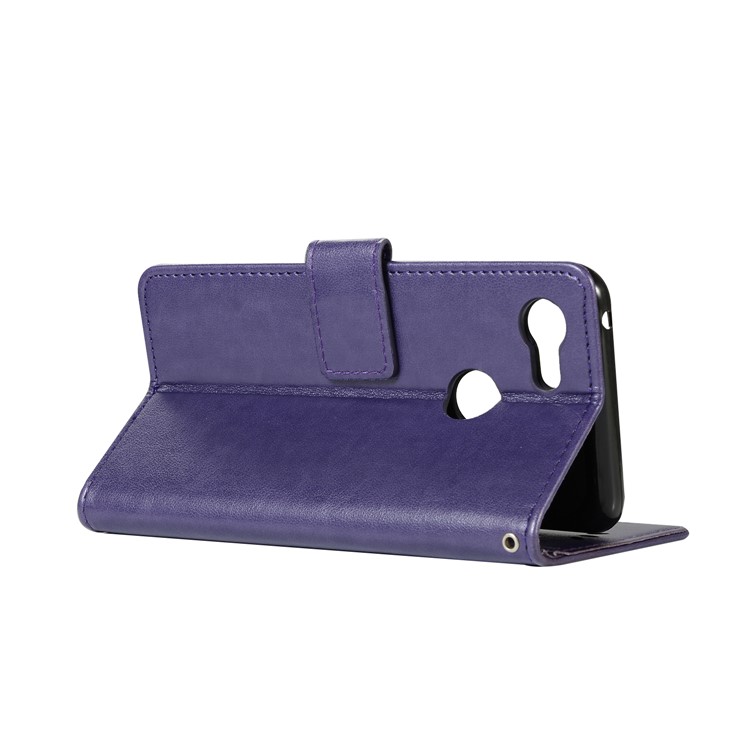 Imprint Owl Dream Catcher Card Holder Leather Phone Casing for Google Pixel 3 XL / XL 3 - Purple-6