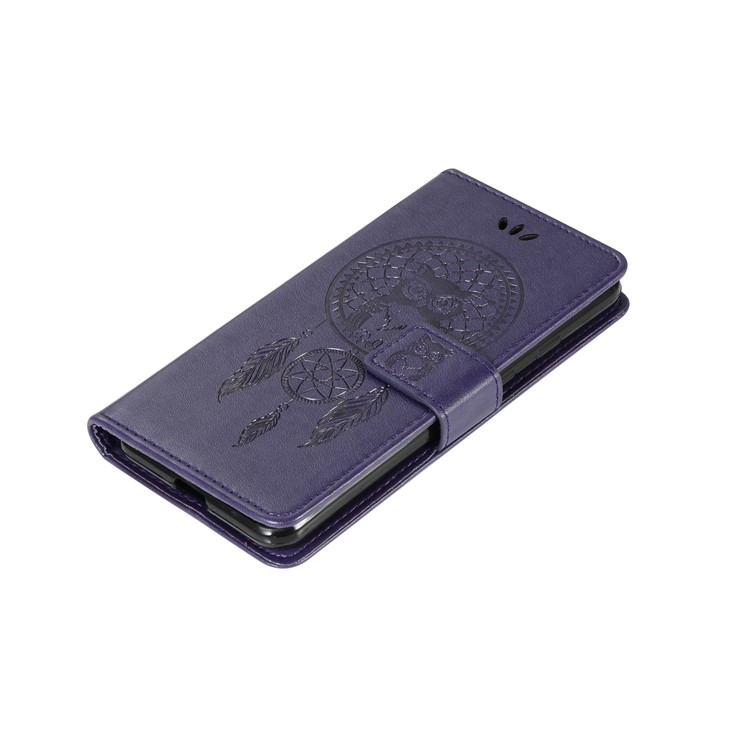 Imprint Owl Dream Catcher Card Holder Leather Phone Casing for Google Pixel 3 XL / XL 3 - Purple-7