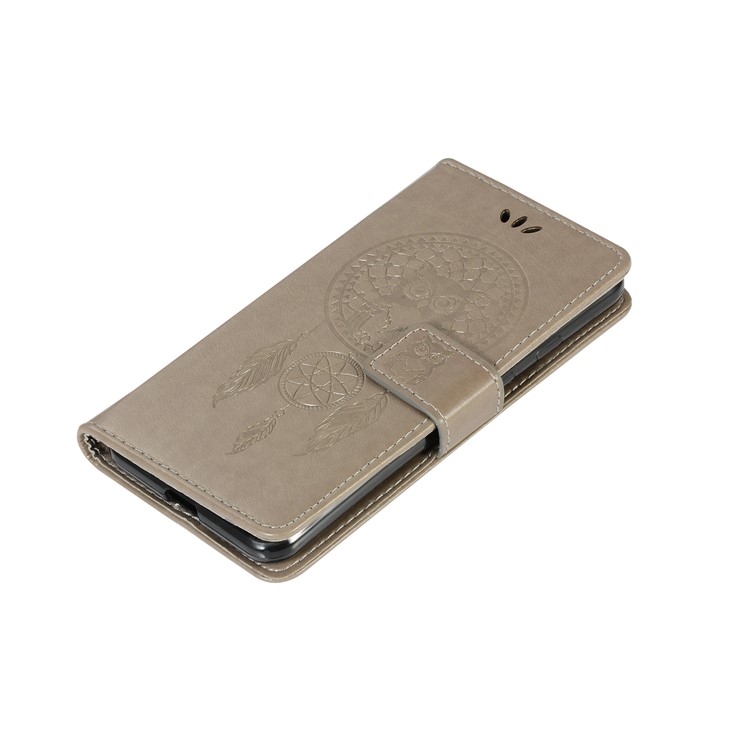 Imprinted Dream Catcher Owl Leather Wallet Cover for Google Pixel 3 - Grey-7