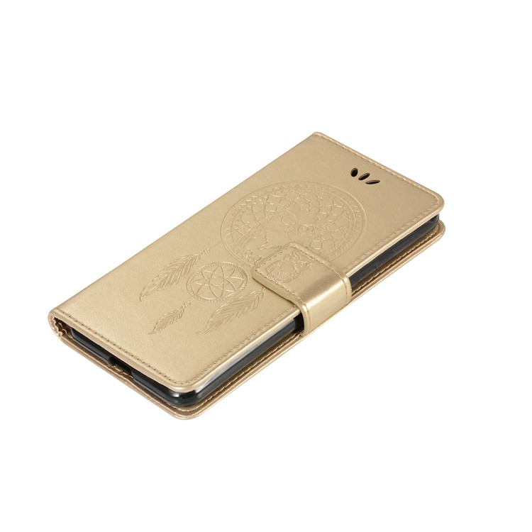 Imprinted Dream Catcher Owl Leather Wallet Shell Case for Google Pixel 3 - Gold-7