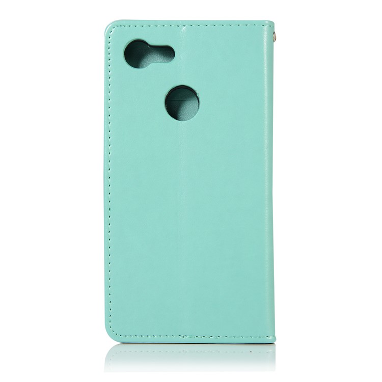 Imprinted Dream Catcher Owl Magnetic Leather Wallet Case for Google Pixel 3 - Cyan-3