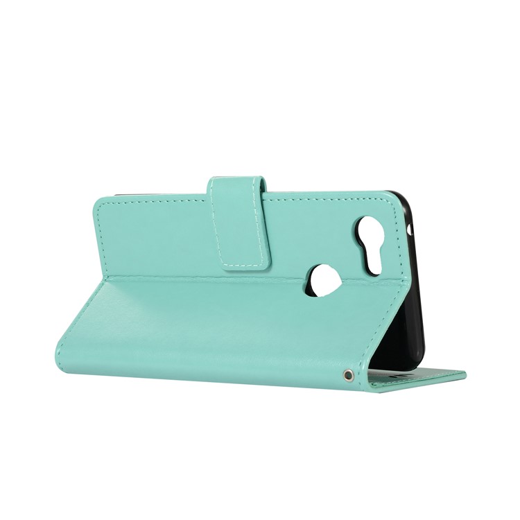 Imprinted Dream Catcher Owl Magnetic Leather Wallet Case for Google Pixel 3 - Cyan-6