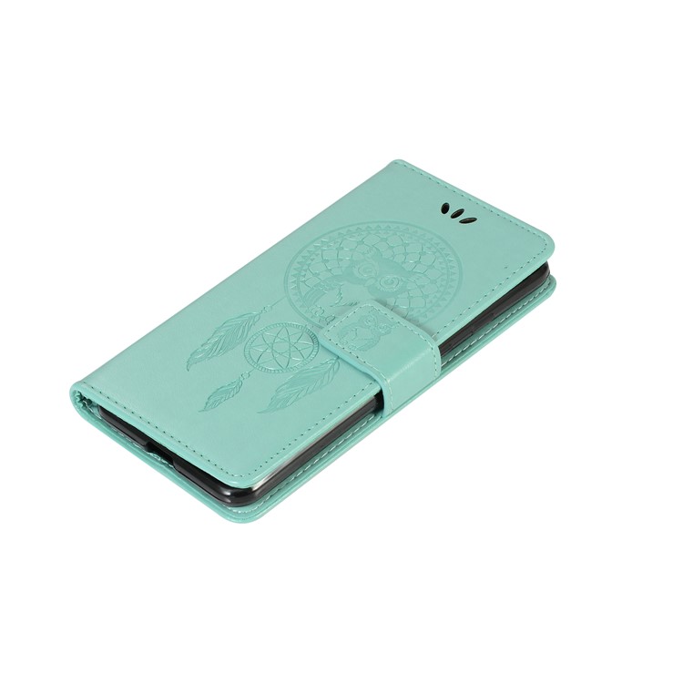 Imprinted Dream Catcher Owl Magnetic Leather Wallet Case for Google Pixel 3 - Cyan-7