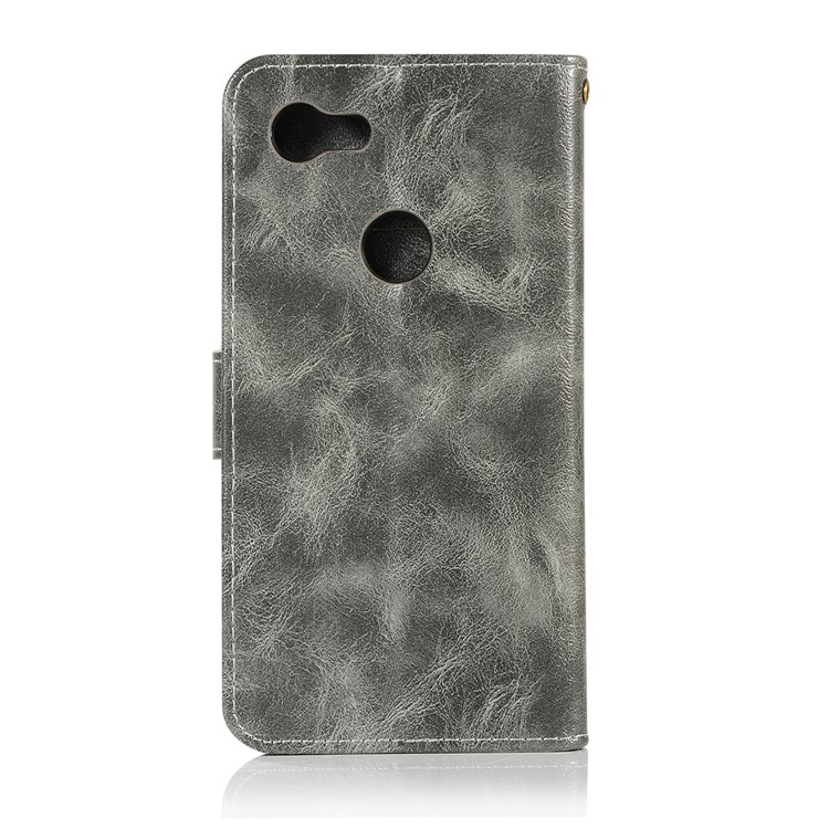 Premium Vintage Leather Wallet Cover for Google Pixel 3 - Grey-3