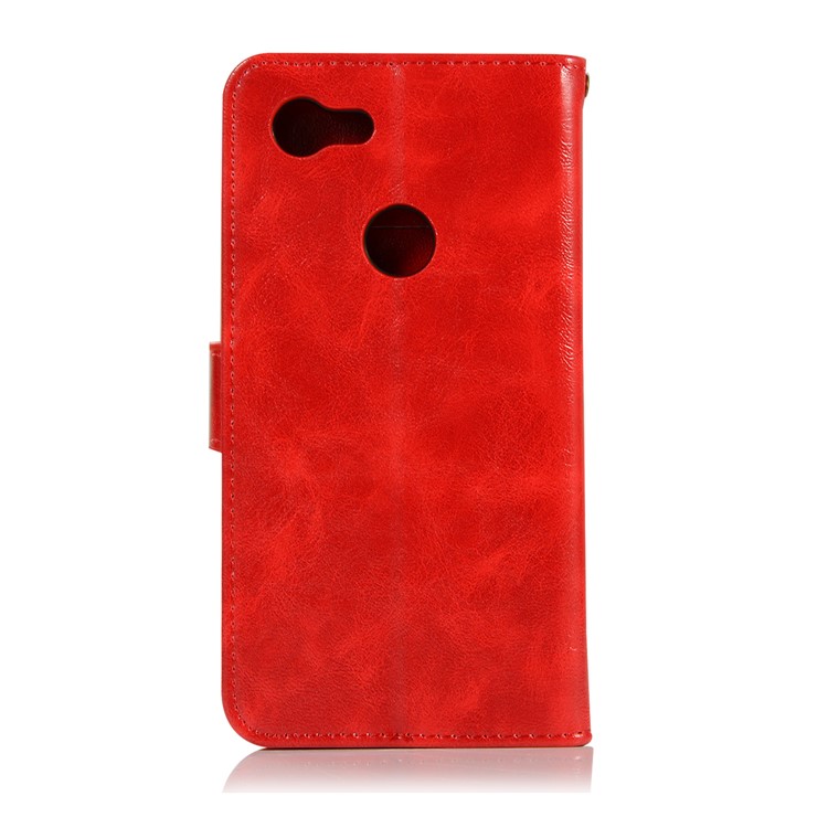 Premium Vintage Leather Wallet Case Cover for Google Pixel 3 - Red-3