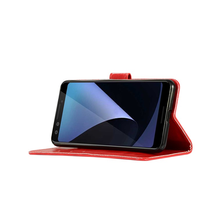 Premium Vintage Leather Wallet Case Cover for Google Pixel 3 - Red-5