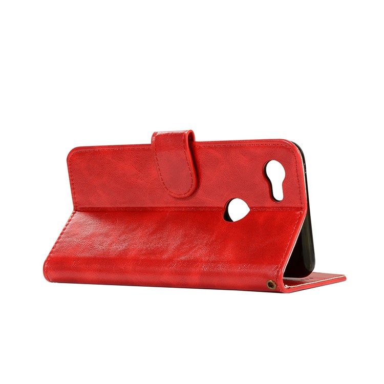 Premium Vintage Leather Wallet Case Cover for Google Pixel 3 - Red-6