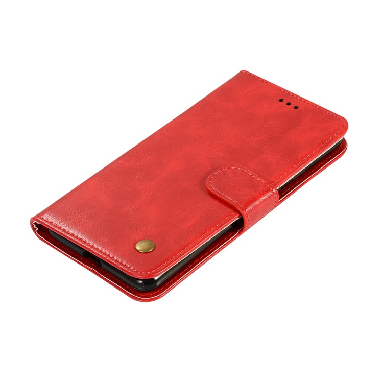 Premium Vintage Leather Wallet Case Cover for Google Pixel 3 - Red-7
