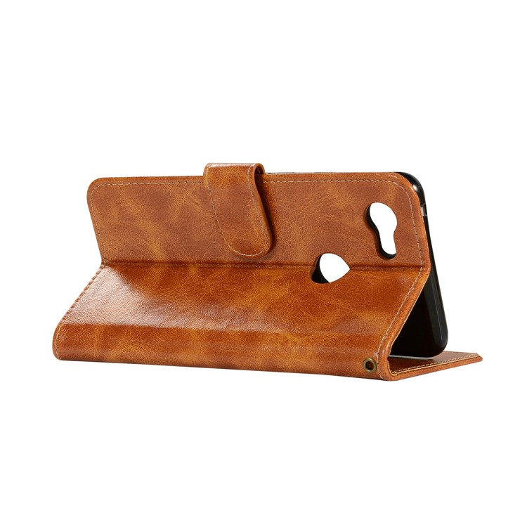 Premium Vintage Wallet Leather Stand Case for Google Pixel 3 - Brown-6