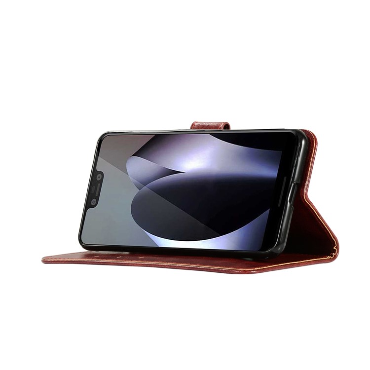 Premium Vintage Wallet Leather Stand Case for Google Pixel 3 XL - Wine Red-5