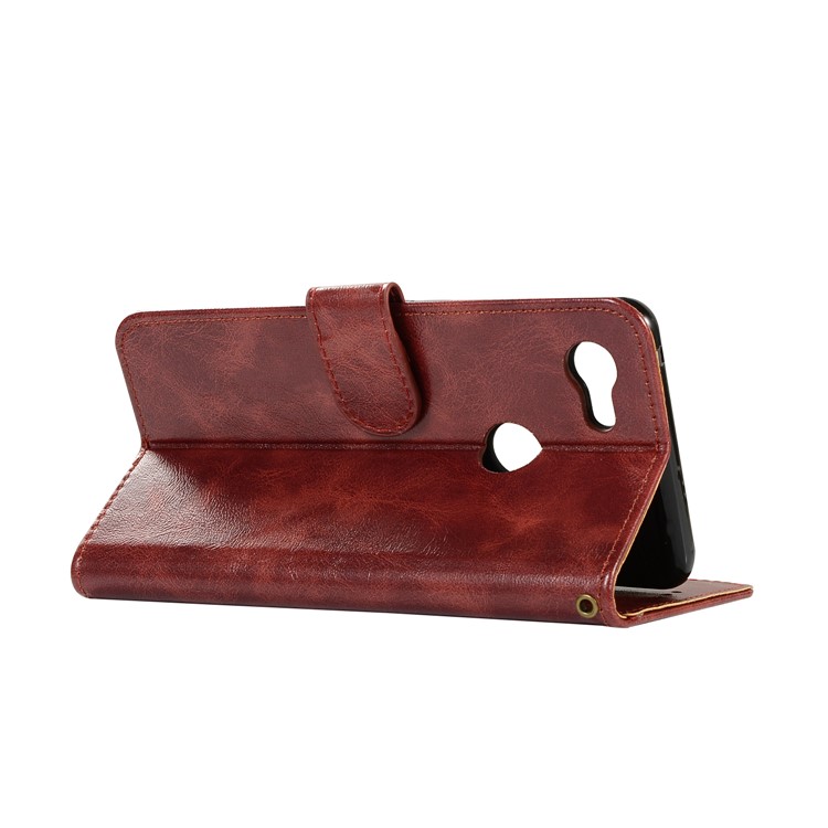 Premium Vintage Wallet Leather Stand Case for Google Pixel 3 XL - Wine Red-6