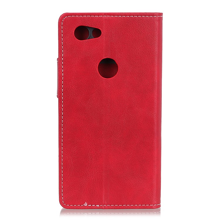 S Forma Texturizada Capa Flip De Couro Com Suporte De Carteira Para O Google Pixel 3 Lite - Vermelho-3
