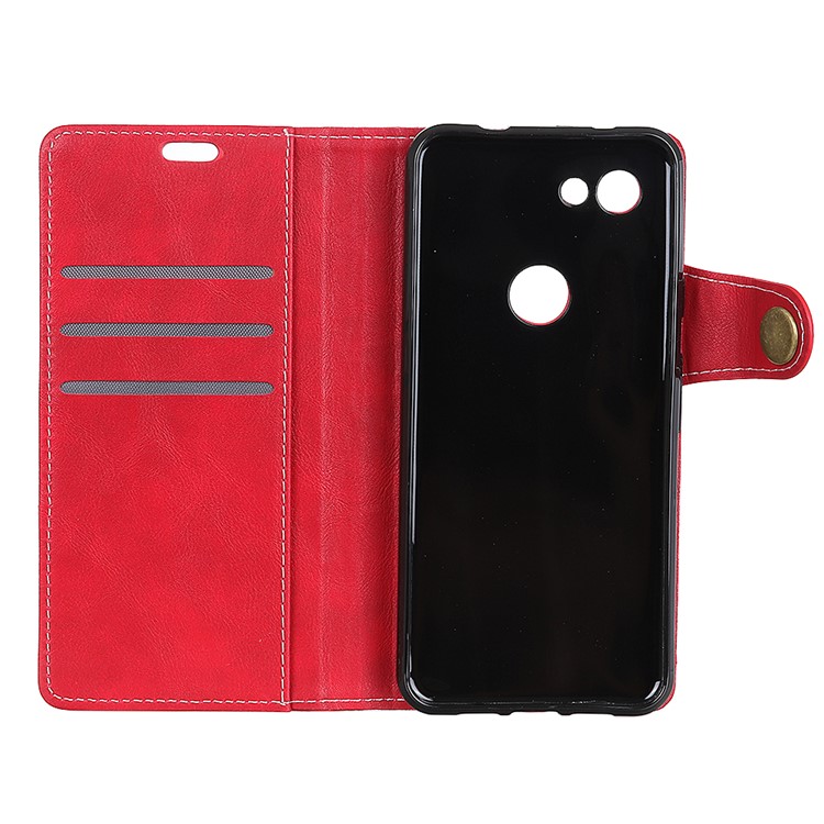 S Forma Texturizada Capa Flip De Couro Com Suporte De Carteira Para O Google Pixel 3 Lite - Vermelho-5