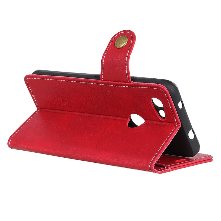 S Forma Texturizada Capa Flip De Couro Com Suporte De Carteira Para O Google Pixel 3 Lite - Vermelho-8