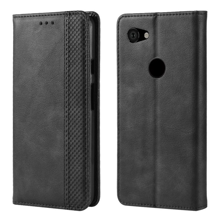 Vintage Style Auto-absorbed PU Leather Mobile Case Shell for Google Pixel 3 lite XL - Black-1