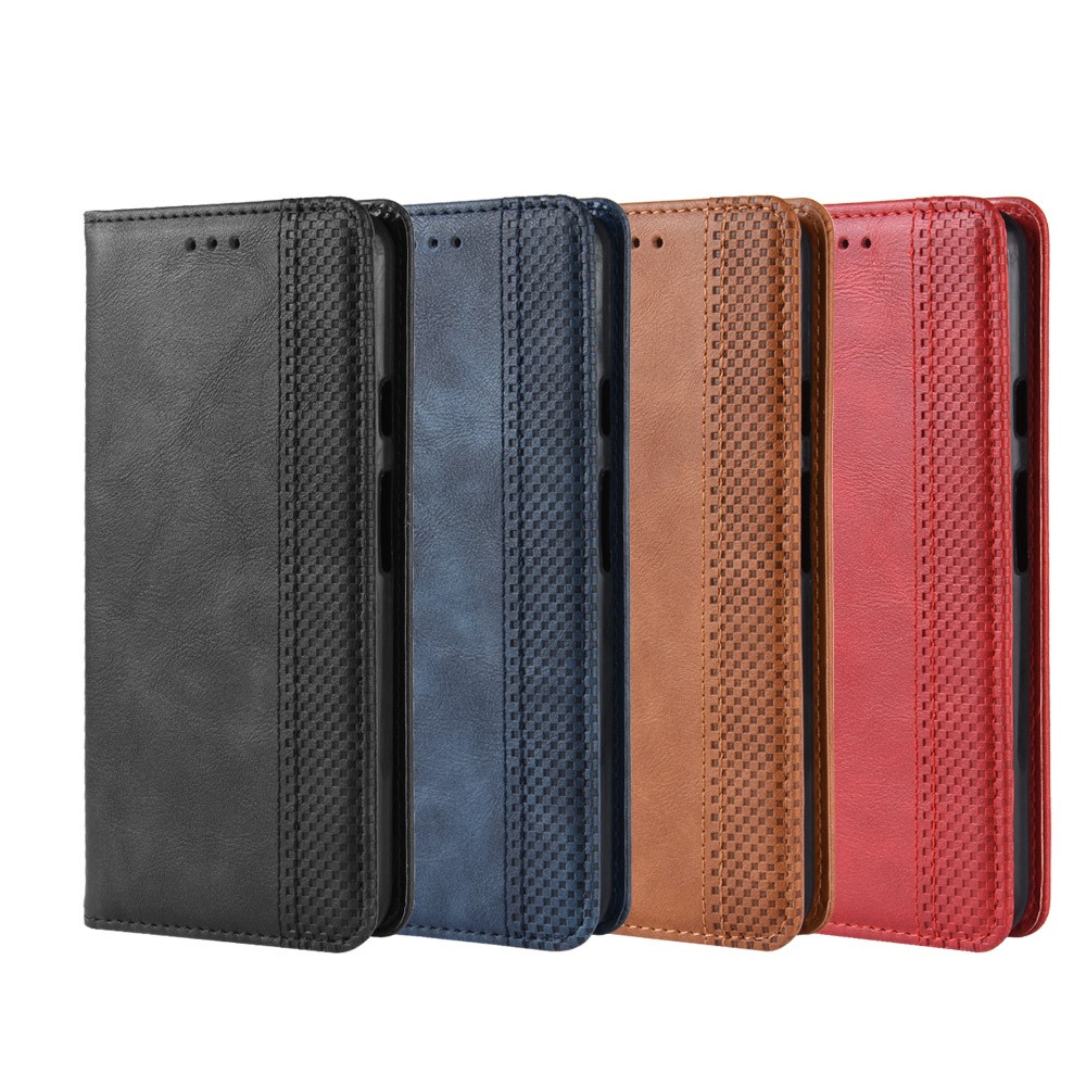 Estilo Vintage Auto-absorvido PU Proteção De Couro Caixa De Telefone Celular Para Google Pixel 3a - Preto