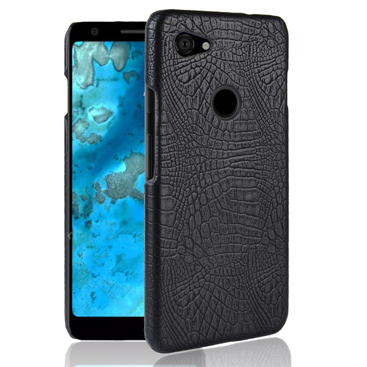 Crocodile Texture PU Leather Coated PC Phone Case for Google Pixel 3a - Black-1