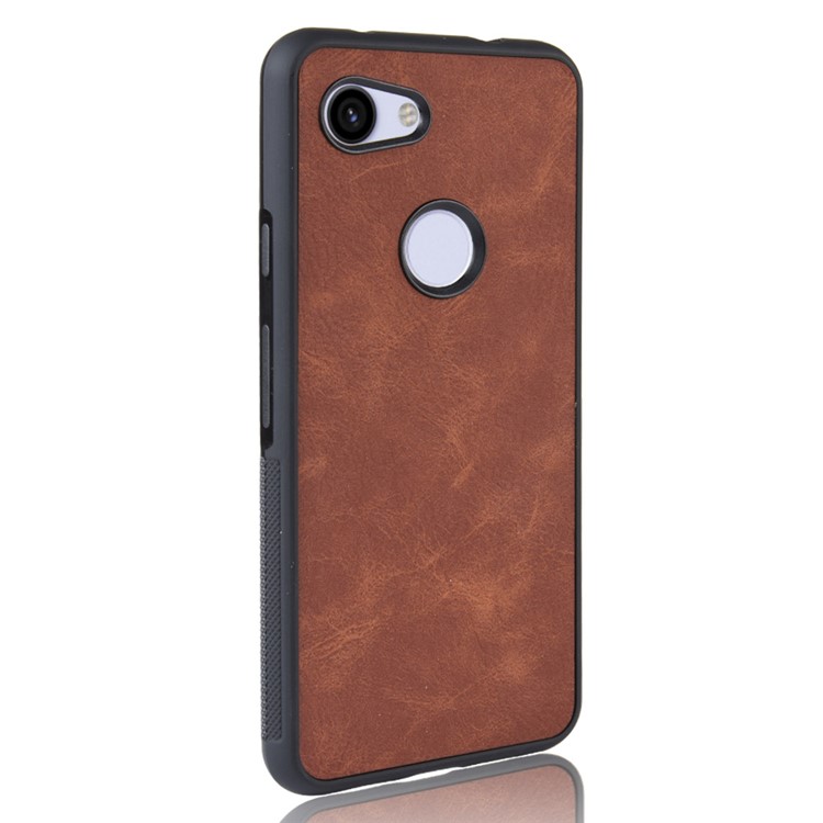 PU Leather Coated TPU + PC Back Phone Casing for Google Pixel 3a XL - Brown-4