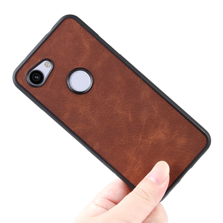 PU Leather Coated TPU + PC Back Phone Casing for Google Pixel 3a XL - Brown-5