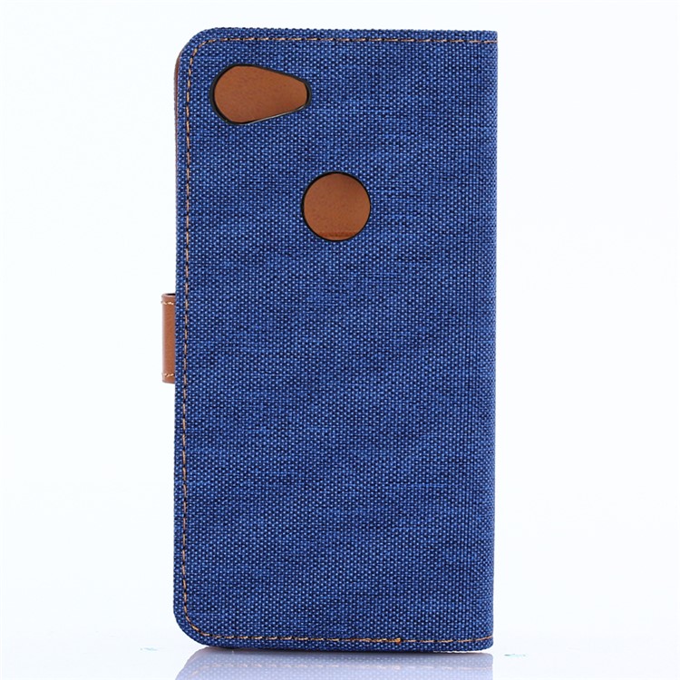 Jeans Cloth Leather Wallet Case for Google Pixel 3a - Baby Blue-3