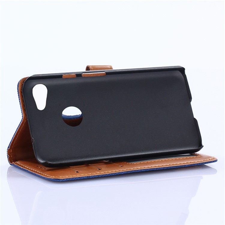 Jeans Cloth Leather Wallet Case for Google Pixel 3a - Baby Blue-7