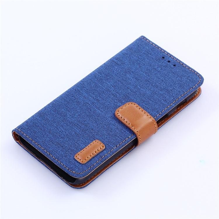 Jeans Cloth Leather Wallet Case for Google Pixel 3a - Baby Blue-8