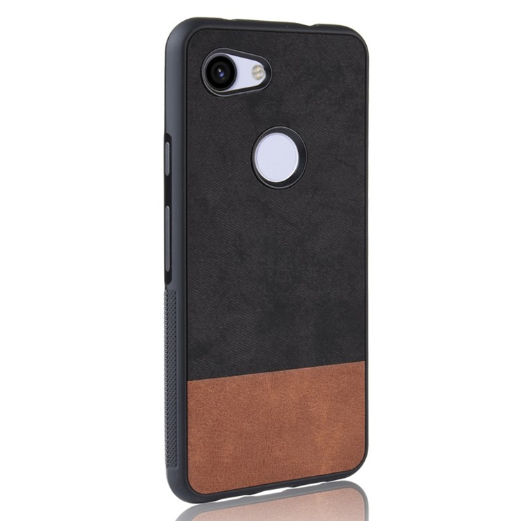 Bi-color Splicing PU Leather Coated PC TPU Hybrid Case Cover for Google Pixel 3a XL - Black-3