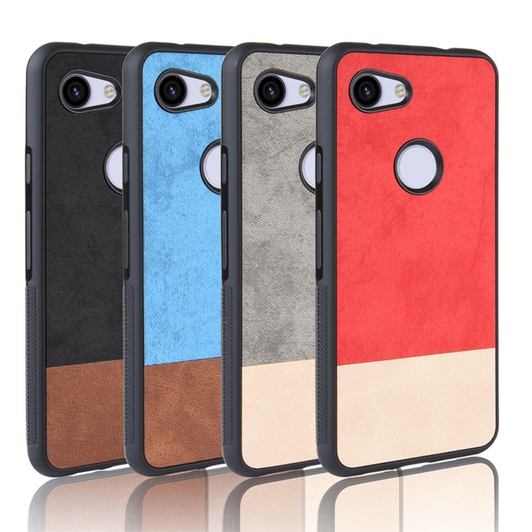 Bi-color Splicing PU Leather Coated PC TPU Hybrid Case Cover for Google Pixel 3a XL - Black-7