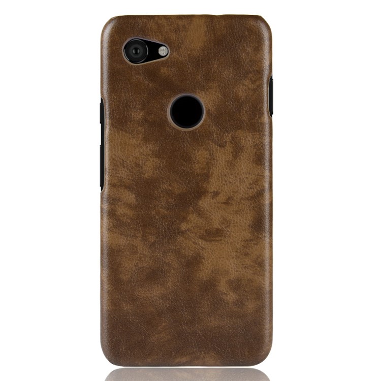 Litchi Texture PU Leather Coated PC Case for Google Pixel 3a - Brown-2