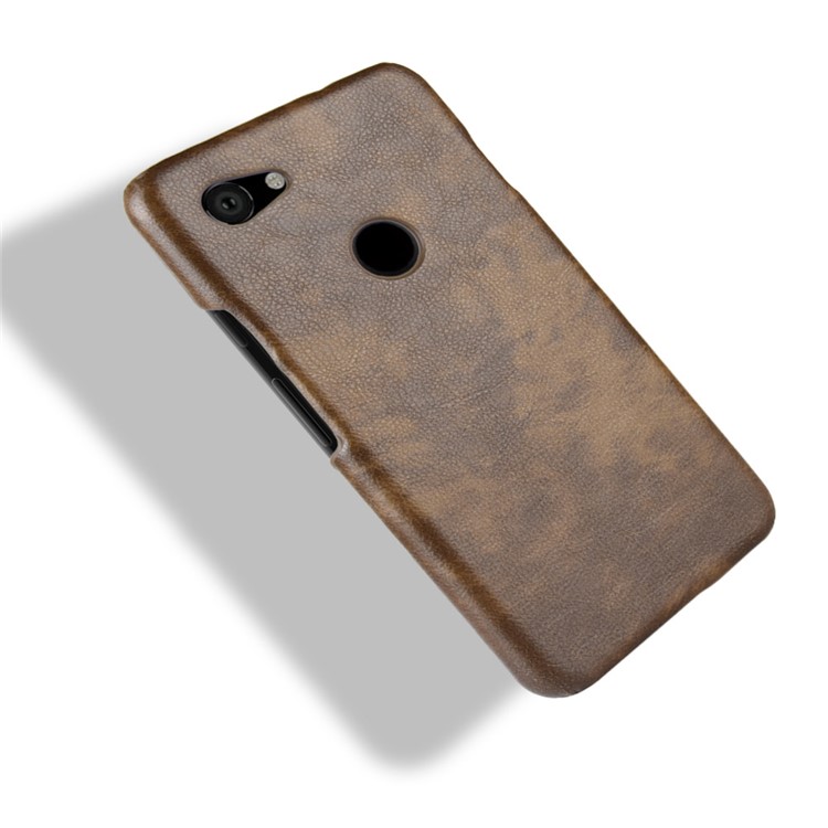 Litchi Texture PU Leather Coated PC Case for Google Pixel 3a - Brown-4