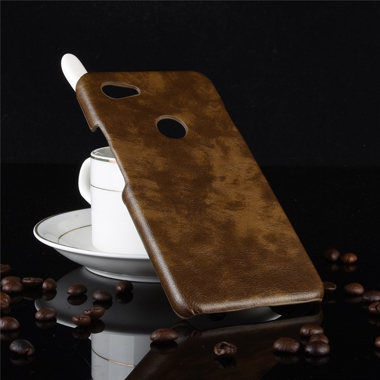 Litchi Texture PU Leather Coated PC Case for Google Pixel 3a - Brown-5