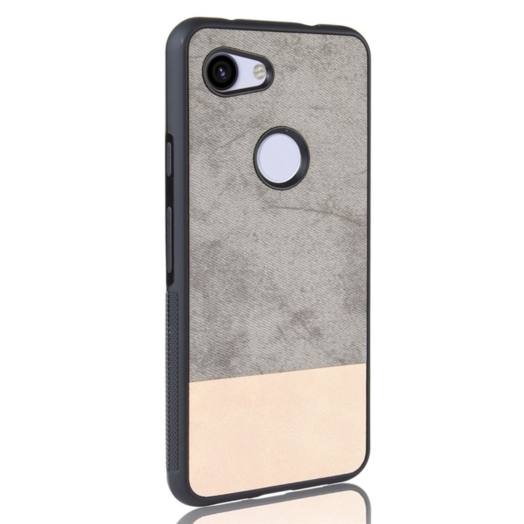 Bi-color Splicing PU Leather Coated PC TPU Hybrid Case Cover for Google Pixel 3a - Grey-3