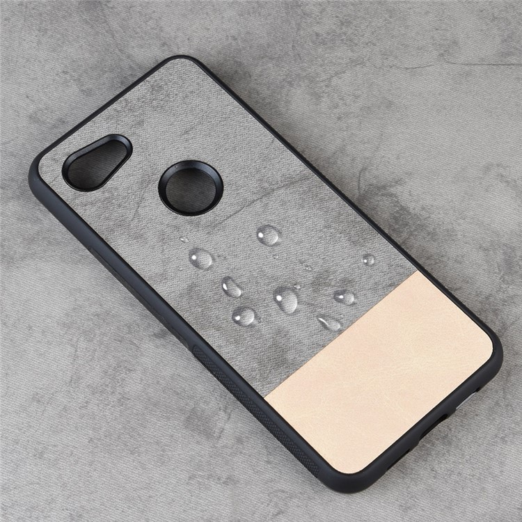 Bi-color Splicing PU Leather Coated PC TPU Hybrid Case Cover for Google Pixel 3a - Grey-5