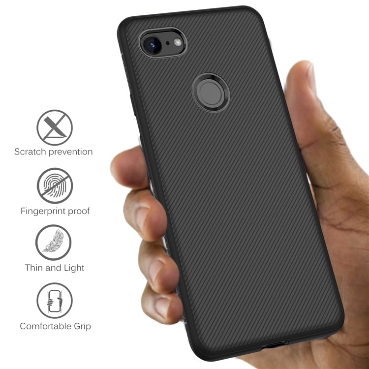 Jazz Series Twill Texture TPU Back Mobile Cover for Google Pixel 3a - Black-4