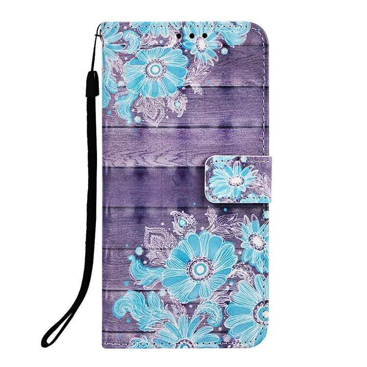 Pattern Printing Leather Stand Phone Cover for Google Pixel 3a XL - Blue Flower-2