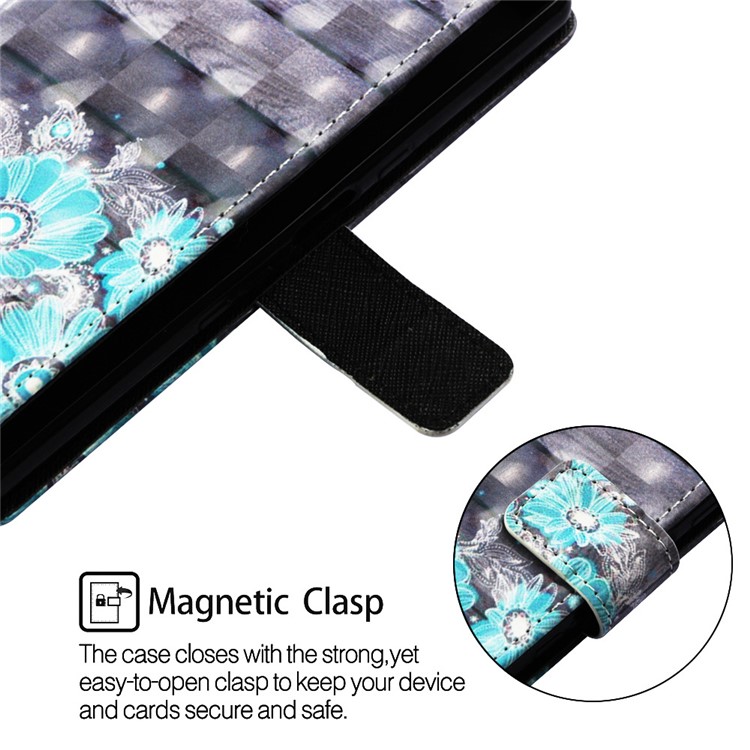 Pattern Printing Leather Stand Phone Cover for Google Pixel 3a XL - Blue Flower-7