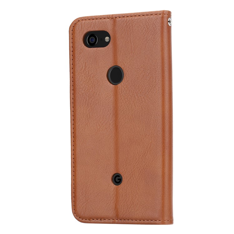 PU Leather Auto-absorbed Stand Wallet Phone Case for Google Pixel 3a - Brown-2