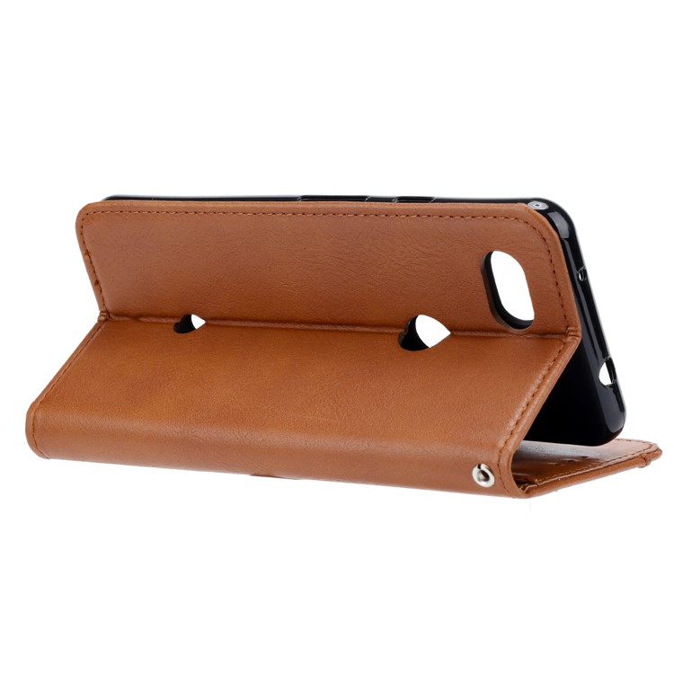 PU Leather Auto-absorbed Stand Wallet Phone Case for Google Pixel 3a - Brown-5