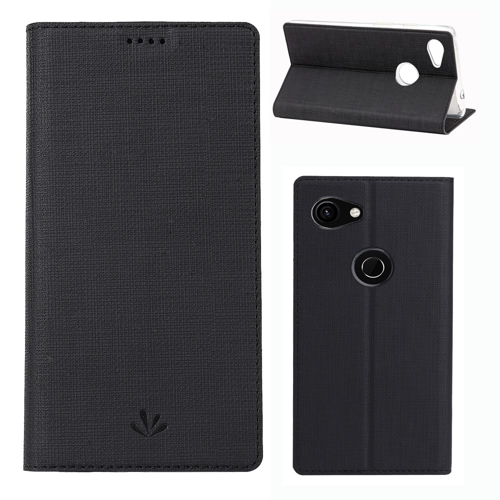 VILI DMX Cross Texture Leather Stand Case with Card Slot for Google Pixel 3a XL - Black-1