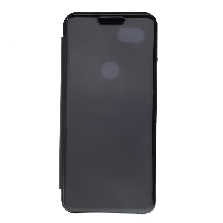 View Window Plated Mirror Surface Leather Phone Case Cover for Google Pixel 3a - Black-3