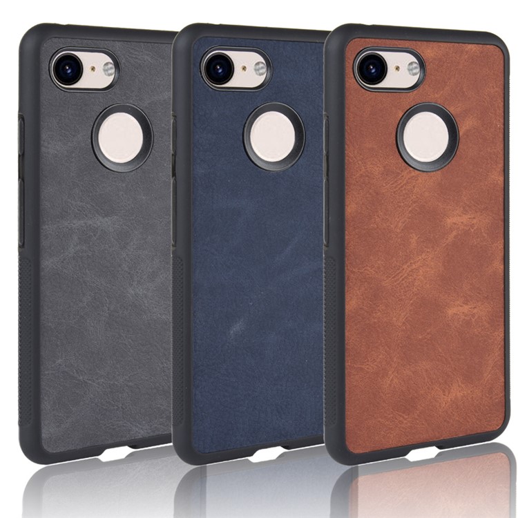 PU Leather Coated TPU + PC Hybrid Back Case for Google Pixel 3 XL - Brown-7