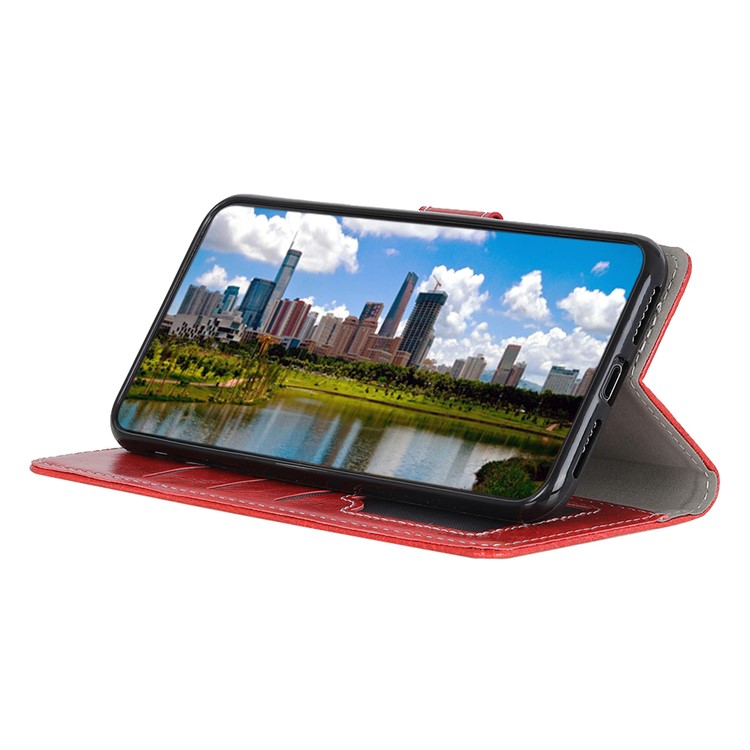 Crazy Horse Leather Wallet Stand Case for Google Pixel 4 XL - Red-10