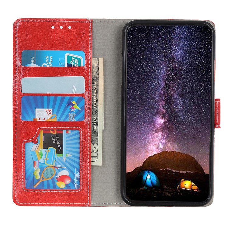 Crazy Horse Leather Wallet Stand Case for Google Pixel 4 XL - Red-11