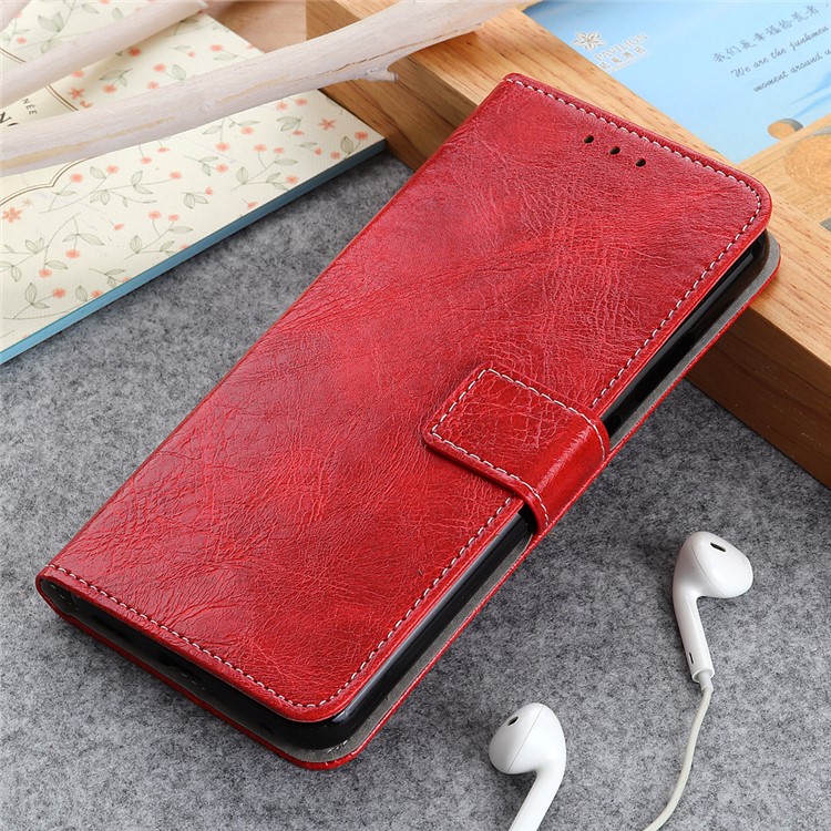 Crazy Horse Leather Wallet Stand Case for Google Pixel 4 XL - Red-12