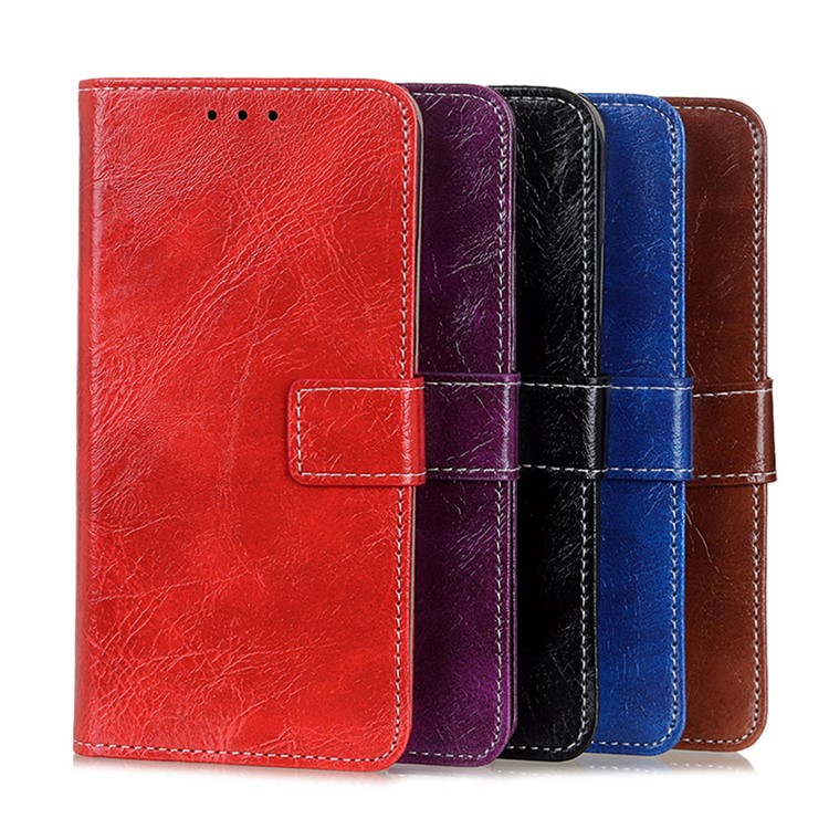 Crazy Horse Leather Wallet Stand Case for Google Pixel 4 XL - Red-13