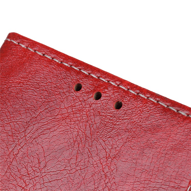 Crazy Horse Leather Wallet Stand Case for Google Pixel 4 XL - Red-5