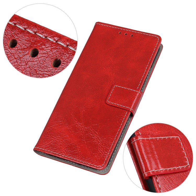 Crazy Horse Leather Wallet Stand Case for Google Pixel 4 XL - Red-8