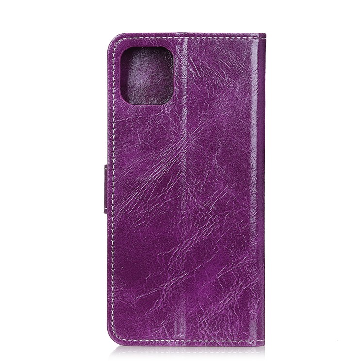 Crazy Horse Leather Wallet Stand Case for Google Pixel 4 XL - Purple-3